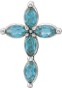 Platinum Marquise Natural Blue Zircon Cross Necklace or Pendant