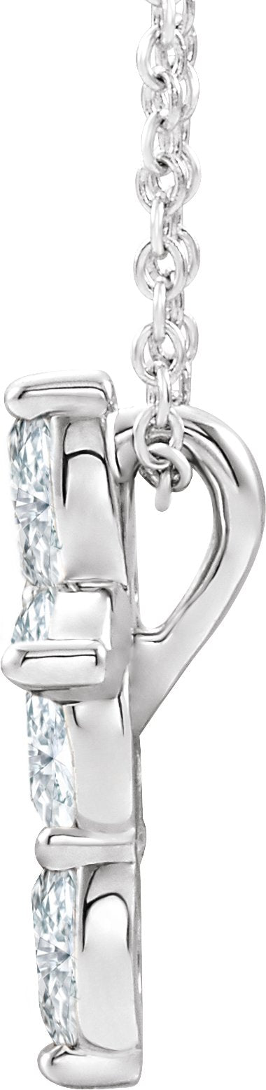 Platinum Marquise Natural Diamond Cross Necklace or Pendant - view 2