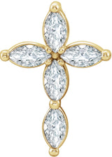 14K Gold Marquise Natural Diamond Cross Necklace or Pendant - Yellow Gold