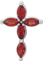 Platinum Marquise Natural Mozambique Garnet Cross Necklace or Pendant