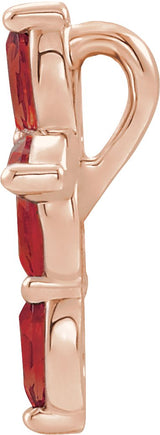 14K Gold Marquise Natural Mozambique Garnet Cross Necklace or Pendant - Rose Gold - view 2