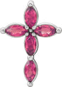 14K Gold Marquise Natural Pink Tourmaline Cross Necklace or Pendant - White Gold