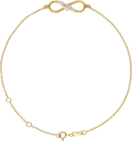 14K Gold Round Natural Diamond Accented Infinity-Inspired Bracelet - Yellow Gold