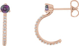 14K Gold Round Lab-Grown Alexandrite Accented J-Hoop Earrings - Rose Gold