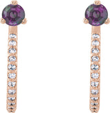 14K Gold Round Lab-Grown Alexandrite Accented J-Hoop Earrings - Rose Gold - view 2