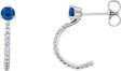 Platinum Round Lab-Grown Blue Sapphire Accented J-Hoop Earrings