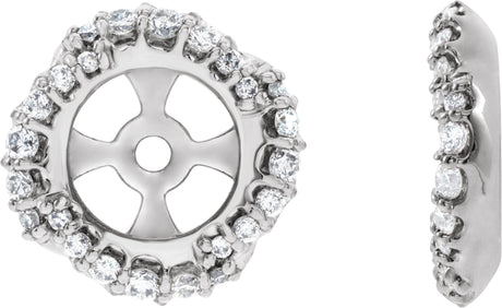 Platinum Natural Diamond Halo-Style Earring Jackets V - view 2