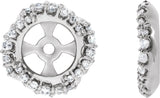 14K Gold Natural Diamond Halo-Style Earring Jackets XVII - White Gold
