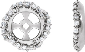 14K Gold Natural Diamond Halo-Style Earring Jackets XVII - White Gold