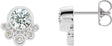 Platinum Round Natural Diamond Accented Bezel-Set Earrings
