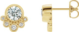 14K Gold Round Natural Diamond Accented Bezel-Set Earrings - Yellow Gold