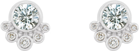 Platinum Round Natural Diamond Accented Bezel-Set Earrings - view 2