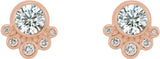 14K Gold Round Natural Diamond Accented Bezel-Set Earrings - Rose Gold - view 2