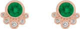 14K Gold Round Natural Emerald Accented Bezel-Set Earrings - Rose Gold - view 2