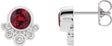 14K Gold Round Natural Ruby Accented Bezel-Set Earrings - White Gold