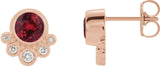 14K Gold Round Natural Ruby Accented Bezel-Set Earrings - Rose Gold