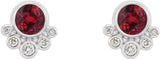 14K Gold Round Natural Ruby Accented Bezel-Set Earrings - White Gold - view 2