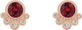 14K Gold Round Natural Ruby Accented Bezel-Set Earrings - Rose Gold - view 2