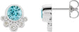 Platinum Round Natural Blue Zircon Accented Bezel-Set Earrings