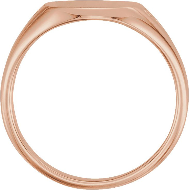 14K Gold Round Natural Diamond Engravable Square Signet Ring - Rose Gold - view 2