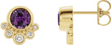 14K Gold Round Lab-Grown Alexandrite Accented Bezel-Set Earrings - Yellow Gold