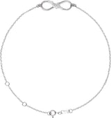 14K Gold Round Natural Diamond Accented Infinity-Inspired Bracelet - White Gold