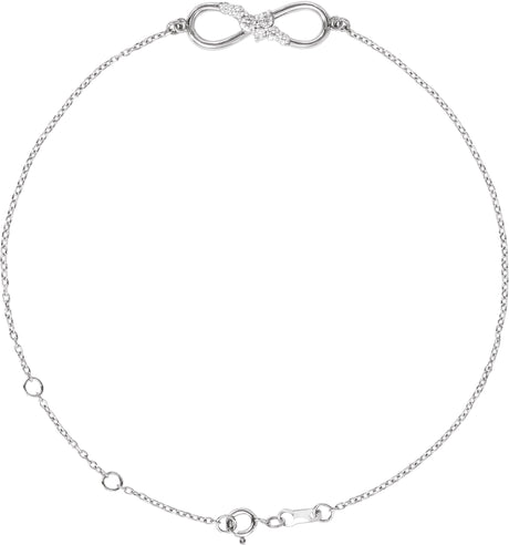 14K Gold Round Natural Diamond Accented Infinity-Inspired Bracelet - White Gold