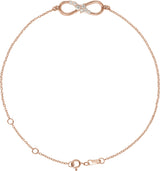 14K Gold Round Natural Diamond Accented Infinity-Inspired Bracelet - Rose Gold