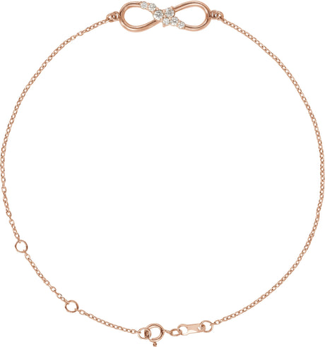 14K Gold Round Natural Diamond Accented Infinity-Inspired Bracelet - Rose Gold
