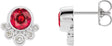 Platinum Round Lab-Grown Ruby Accented Bezel-Set Earrings