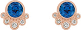 14K Gold Round Lab-Grown Blue Sapphire Accented Bezel-Set Earrings - Rose Gold - view 2