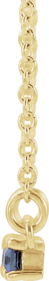 14K Gold Straight Baguette Natural Tanzanite Accented Bar Necklace - Yellow Gold - view 2