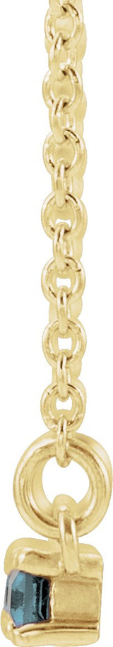 14K Gold Straight Baguette Natural Aquamarine Accented Bar Necklace - Yellow Gold - view 2