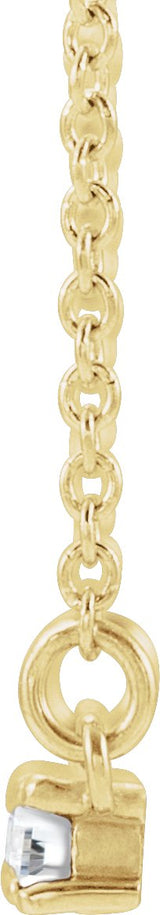 14K Gold Straight Baguette Natural Diamond Accented Bar Necklace – 1/2 CTW - Yellow Gold - view 2