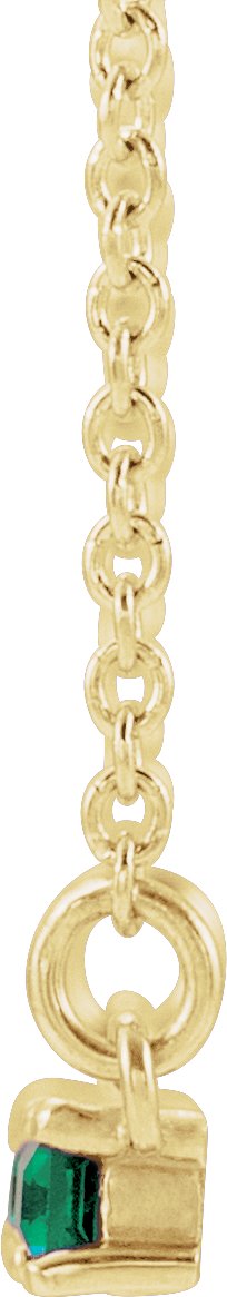 14K Gold Straight Baguette Natural Emerald Accented Bar Necklace - Yellow Gold - view 2