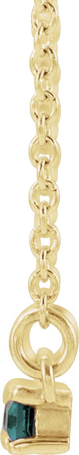 14K Gold Straight Baguette Lab-Grown Alexandrite Accented Bar Necklace - Yellow Gold - view 2