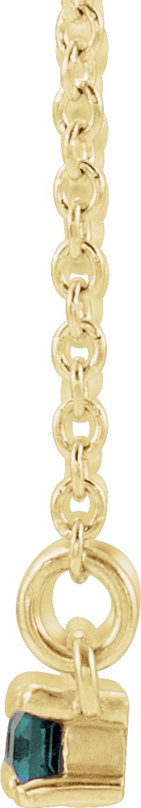 14K Gold Straight Baguette Lab-Grown Alexandrite Accented Bar Necklace - Yellow Gold - view 2