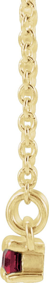 14K Gold Straight Baguette Natural Ruby Accented Bar Necklace - Yellow Gold - view 2