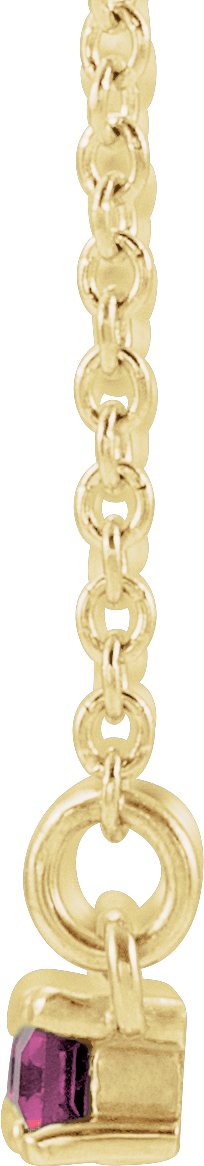 14K Gold Straight Baguette Natural Pink Tourmaline Accented Bar Necklace - Yellow Gold - view 2