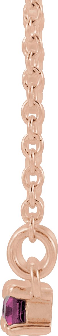 14K Gold Straight Baguette Natural Pink Tourmaline Accented Bar Necklace - Rose Gold - view 2