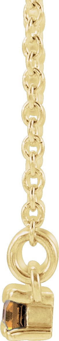 14K Gold Straight Baguette Natural Citrine Accented Bar Necklace - Yellow Gold - view 2