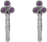Platinum Round Natural Alexandrite Accented Bezel-Set J-Hoop Earrings - view 2