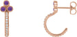 14K Gold Round Natural Amethyst Accented Bezel-Set J-Hoop Earrings - Rose Gold