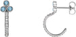 Platinum Round Natural Aquamarine Accented Bezel-Set J-Hoop Earrings