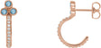 14K Gold Round Natural Aquamarine Accented Bezel-Set J-Hoop Earrings - Rose Gold