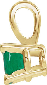 14K Gold Round Natural Emerald Birthstone Necklace or Pendant - Yellow Gold - view 2
