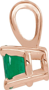 14K Gold Round Natural Emerald Birthstone Necklace or Pendant - Rose Gold - view 2