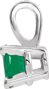 Platinum Round Natural Emerald Birthstone Necklace or Pendant - view 2