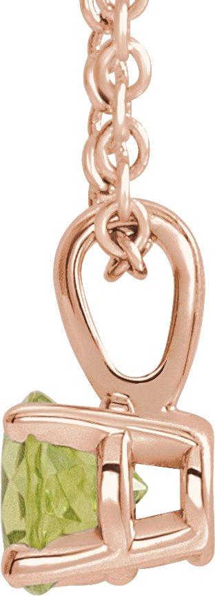 14K Gold Round Natural Peridot Birthstone Necklace or Pendant - Rose Gold - view 2