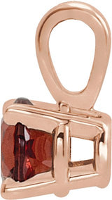 14K Gold Round Natural Mozambique Garnet Birthstone Necklace or Pendant - Rose Gold - view 2